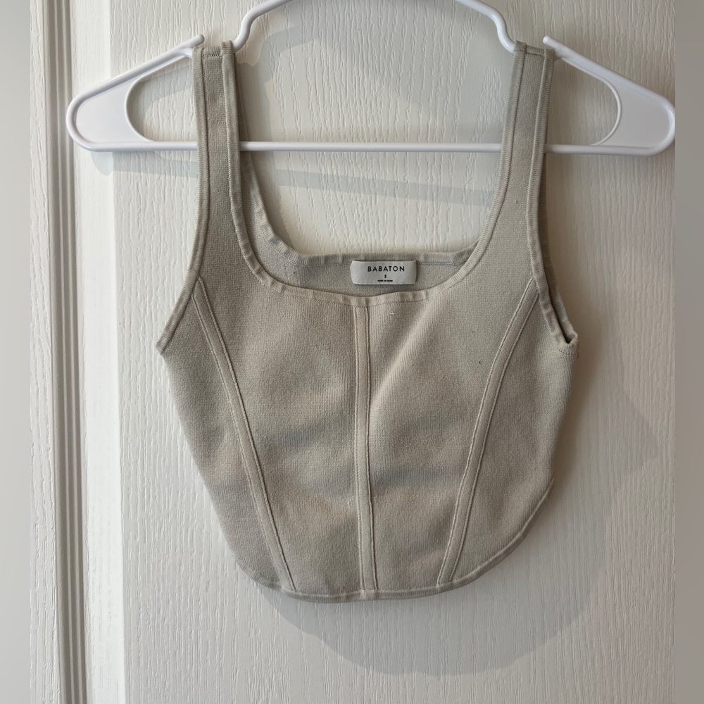 Babaton Light Beige Knit Top